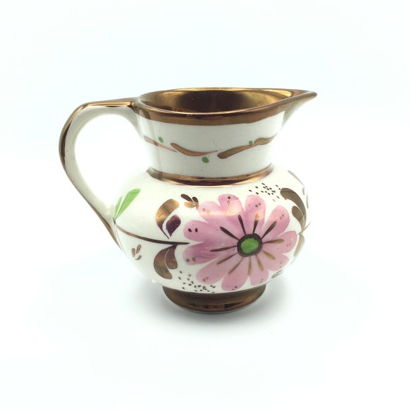 Gray's Pottery Stoke-on-Trent England Hand Painted Luster Mini Creamer Floral - Picture 1 of 8